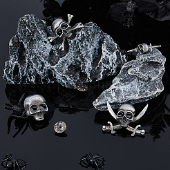 4 Stück 4 Stile Totenkopf-Broschen aus Legierung&nbsp;AJEW-FH0005-59AS