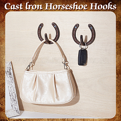 4 шт. чугунных крючков для одежды в форме подковы&nbsp;AJEW-GA0009-22B