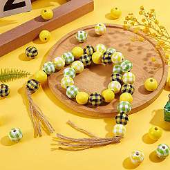 Расписные бусы из натурального дерева WOOD-SZ0001-09