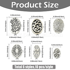 60 pièces 6 styles de perles en alliage de style tibétain&nbsp;FIND-YW0012-22