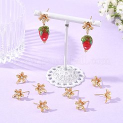 シェグレース 真鍮 マイクロパヴェ キュービックジルコニア ピアス スタッドピアス金具  花  カン付き  カドミウムフリーと鉛フリー＆ニッケルフリー  18KGP本金メッキ  12x10mm  穴：1mm  ピン：11x0.8mm&nbsp;XGRQ6M743-909G