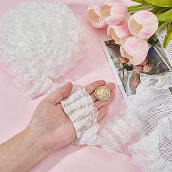 10 ярд полиэстеровой плиссированной цветочной кружевной отделки OCOR-HY0002-28B