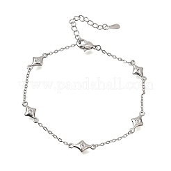 Bracelets en laiton sertis micro-pavés de zircon cubique transparent en forme d'étoile&nbsp;KK-CBA3629-01P