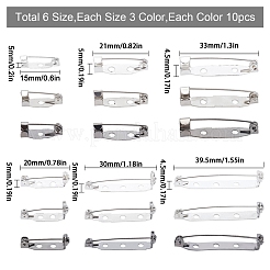 アイアン製ブローチパーツ  バックバーピン  ミックスカラー  15x6mm  6サイズ  3色/サイズ  10個/カラー  180個/袋&nbsp;IFIN-SC0001-17