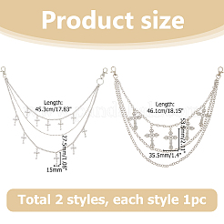 2 шт. 2 стиля крестообразный брелок сплав 3 слоя цепи ремень для брюк AJEW-HS0001-18