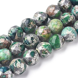 Hilos de perlas de jaspe imperial de línea de plata sintética, teñido, redondo, 8mm, agujero: 1 mm, aproximamente 48 unidades / cadena, 14.57 pulgada (37 cm)