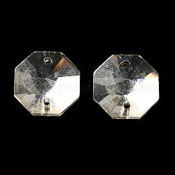 Glasverbinder Charms, facettiert, Achteckglieder, Transparent, 12x12x4.5 mm, Bohrung: 1 mm