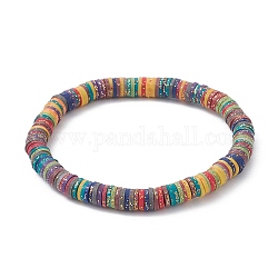 Disques en argile polymère heishi surfeur bracelets extensibles, bracelet preppy, colorées, diamètre intérieur: 2-1/4 pouce (5.7 cm)
