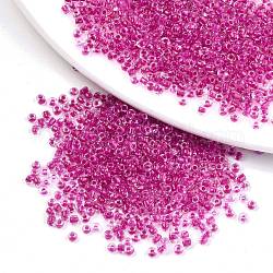 8/0 Glass Seed Beads, Transparent Inside Colours, Round Hole, Round, Medium Violet Red, 8/0, 3~4x2~3mm, Hole: 0.8mm, about 3333pcs/100g
