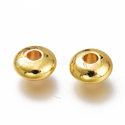 Perles séparateurs en laiton, Plaqué longue durée, disque, or, 5.7x3mm, Trou: 1.8mm