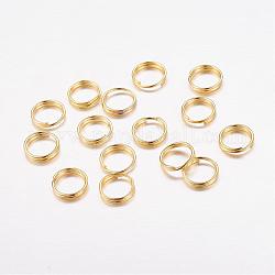 Iron Split Rings, Double Loops Jump Rings, Cadmium Free & Lead Free, Golden, 7x1.4mm, about 6.3mm inner diameter, about 12000pcs/1000g