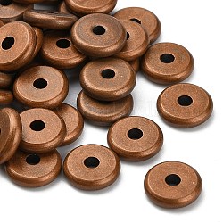 Flat Round Brass Spacer Beads, Barrel Plating, Red Copper, 8x2mm, Hole: 2mm