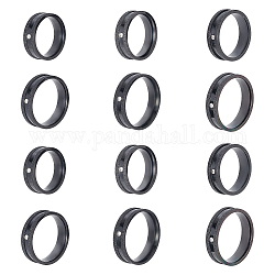 Unicraftale 12 pz 6 set di anelli scanalati con strass di cristallo, gioielli in acciaio inossidabile per le donne, elettroforesi nera, diametro interno: 16~21.2mm, 2pcs / size