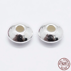 925 стерлингов серебряные шарики Spacer, блюдце бусины, серебряные, 5x2.5 мм, отверстие : 1.4 мм