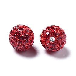 Perline rhinestone grado a, perline palla di disco, resina e caolino, tondo, rosso, PP11 (1.7~1.8mm), 10mm, Foro: 1.5 mm
