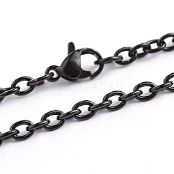 304 Edelstahl Kabelkette Halsketten, mit Karabiner, Elektrophorese schwarz, 23.6 Zoll (60 cm), 3 mm