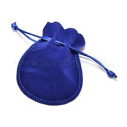Sacs en velours pochettes à bijoux à cordon, pour les sachets de bonbons d'anniversaire de mariage, bleu, 13.5x10.5 cm