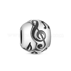 Tinysand 925 Sterling Silber Musiknote europäische Perlen, Antik Silber Farbe, 11.34x9.47x11.34 mm