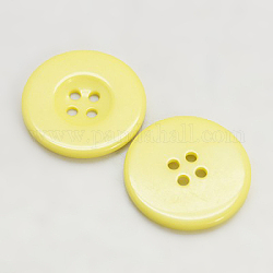 Boutons en résine, teinte, plat rond, jaune, 16x3mm