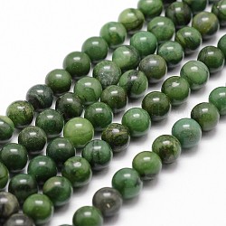 Chapelets de perles en jade africaine naturelle, ronde, Grade a, verte, 10mm, Trou: 1mm, Environ 37 pcs/chapelet, 15.3 pouce