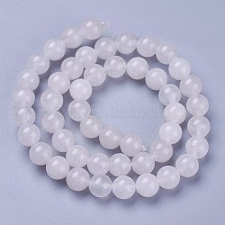 Natural White Jade Round Beads Strands, 8mm, Hole: 1mm, about 50pcs/strand, 15.7 inch