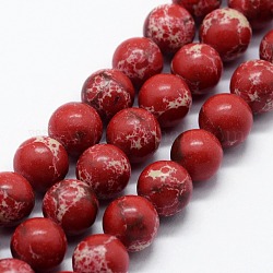 Synthetische imperiale Jaspisperlenstränge, gefärbt, Runde, rot, 4 mm, Bohrung: 0.6 mm, ca. 95 Stk. / Strang, 14.76 Zoll (37.5 cm)