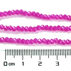Fili di perle di vetro imitazione giada dipinti al forno, rondelle sfaccettato, fucsia, 3x2mm, Foro: 0.8 mm, circa 158pcs/filo, 14.76'' (37.5 cm)