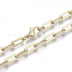 Cadenas de clip de latón, Elaboración de collar de cadenas de cable alargadas dibujadas, con cierre de langosta, la luz de oro, 17.71 pulgada (45 cm) de largo, link: 4x10 mm, anillo de salto: 5x1 mm