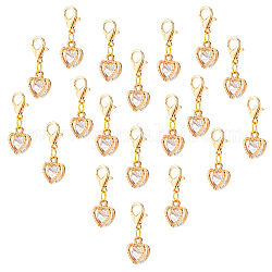 PandaHall Cubic Zirconia Charms, 50pcs Heart Crystal Charms Cubic Zirconia Pendants Shiny Dainty Charms Tiny Dangles with Golden Lobster Claw Clasps for Keychain Purse Decoration Necklaces Jewellery