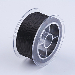Cuerda de cristal elástica plana, Hilo de cuentas elástico, para hacer la pulsera elástica, negro, 1mm, alrededor de 54.68 yarda (50 m) / rollo