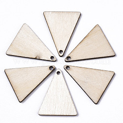 Pendenti in legno di pioppo naturale grezzo, forme di legno tagliate al laser, undyed, triangolo, bianco antico, 24.5x19.5x1.5mm, Foro: 1.6 mm