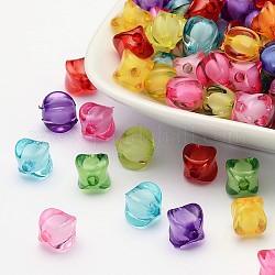 Perles en acrylique transparente, Perle en bourrelet, losange, couleur mixte, 8x10x10mm, Trou: 2mm, environ 1790 pcs/500 g