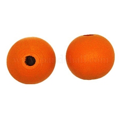 Perle di legno naturali, tinto, tondo, arancione, 5/8 pollice (16 mm), circa 669pcs/817g