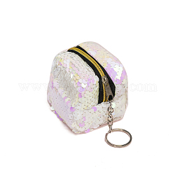 Sequin Wallets, with Iron Keychain Clasps, White, 5x6x6cm
