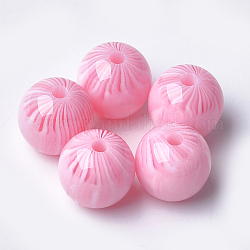 Perles en résine, ronde, rose, 16x15.5mm, Trou: 2.5mm