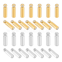 Unicraftale 40Pcs 2 Color 202 Stainless Steel Brooch Pin Backs, Locking Pin Keeper Clasp, Column Shape, for Brooch Findings, Platinum & Golden, 14x4mm, Hole: 1.2mm and 0.8mm, 20Pcs/color