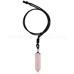 Collar con colgante de bala de cuarzo rosa natural, joyas de piedras preciosas para mujeres hombres, 26.77 pulgada (68 cm)