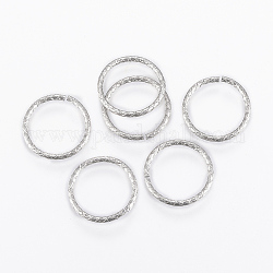 304 Edelstahl Ringe springen, offene Ringe springen, strukturiert, Edelstahl Farbe, 14.5x1 mm, ca. 12 mm Innendurchmesser