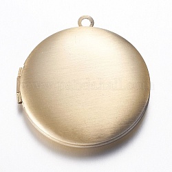 Ciondoli medaglione in ottone, rotondo e piatto, spazzolato bronzo antico, 32.5x6mm, Foro: 1.5 mm