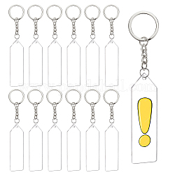BENECREAT DIY Rectangle with Angle Acrylic Pendant Keychain Making Kits, with Iron Split Key Rings, Platinum & Stainless Steel Color, Pendants: 76x24x3mm, Hole: 3mm, 20pcs/box