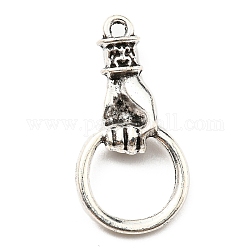 Pendenti lega placcata, anello da tenere in mano, argento antico, 27x13.5x4mm, Foro: 1.5 mm