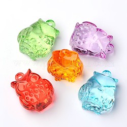 Transparent Acrylic Pendants for Halloween, Owl, Mixed Color, 36mm long, 28.5mm wide, 17mm thick, hole: 3mm, about 96pcs/1000g