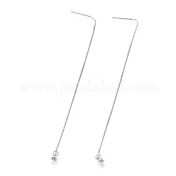 Accessoires de clous d'oreilles en laiton, fil d'oreille, avec chaînes et bélière, pour perle à moitié percée, platine, 109mm, pin: 0.8 mm