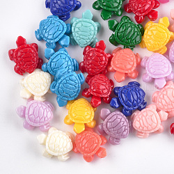 Synthetic Coral Beads, Dyed, Sea Turtle, Mixed Color, 12x10x5.5mm, Hole: 1.2mm