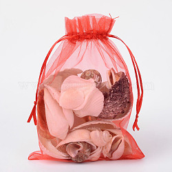 Sacs-cadeaux en organza avec cordon de serrage, pochettes à bijoux, fête de mariage cadeaux de noël sacs-cadeaux, rouge, 20x15 cm
