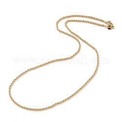 Collane a catena corda in ottone, con chiusure moschettone, placcato di lunga durata, vero placcato oro 18k, 18.11 pollice (46 cm), 2mm
