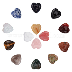 Cabochons de pierres précieuses naturelles / synthétiques, cœur, 25x23x7.5mm, 14 pcs / boîte