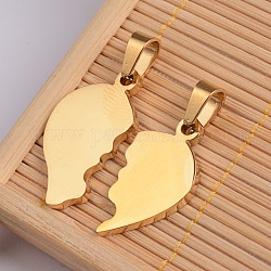 San Valentino cuore 304 pendenti in acciaio inossidabile divisi, due ciondoli, oro, 24.5x22.5x1.5mm, Foro: 4x6.5 mm
