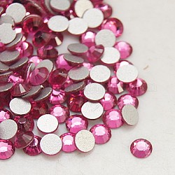 Vidrio de espalda plana Diamante de imitación, Grado A, espalda plateada, facetados, semicírculo, rosa, 6.3~6.5mm, aproximamente 288 unidades / bolsa