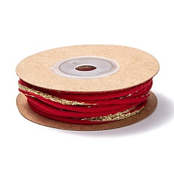Polyester-Weihnachtsglitzer verdrehtes Kordelseil, für DIY Geschenkverpackung Partydeko, rot, 2 mm, ca. 10 Yards / Rolle